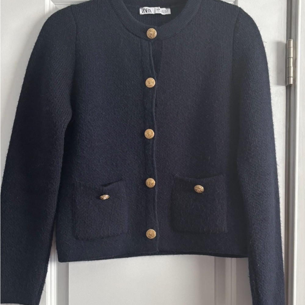 Zara Dark Blue Sweater with Gold Accents